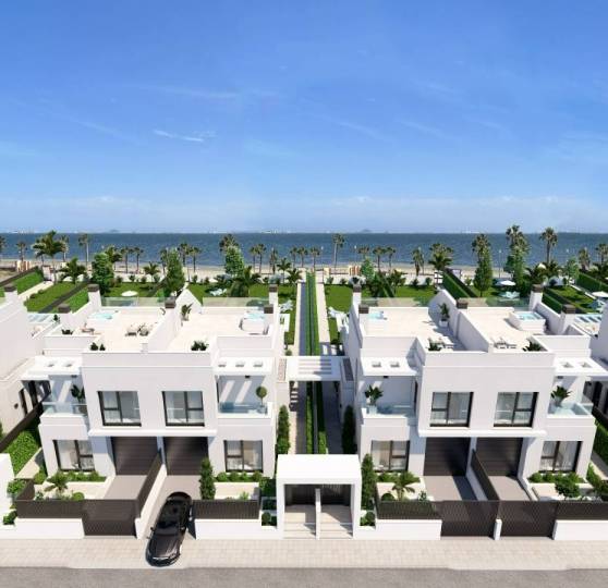 Facing the sea and with a jacuzzi on the solarium: discover this spectacular new build villa for sale in Los Alcázares.