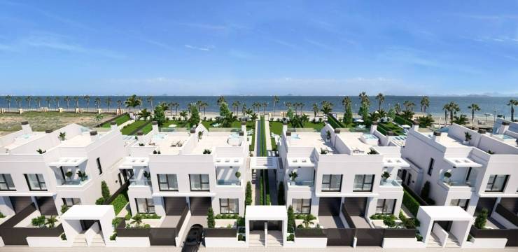 Facing the sea and with a jacuzzi on the solarium: discover this spectacular new build villa for sale in Los Alcázares.